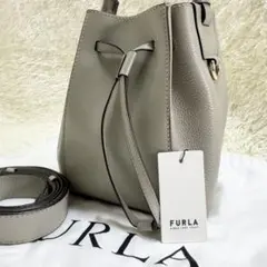 フルラ ミアステラ 2wayショルダーバッグ レザー グレー 巾着 大容量