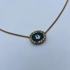 ディオール　ロゴ ライン　ストーン　オーバル　ゴールド　ネックレス