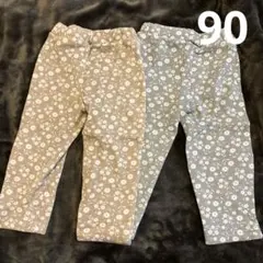 花柄パンツ　90 グレー　ベージュ