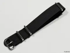 ラグ幅20mm リブ編み NATOベルト ストラップ ブラック 時計用バンド