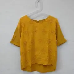 Kakogawa 刺繍ブラウス 半袖 イエローM