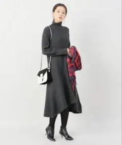 ⭐️しい様専用⭐️ イエナ ハイネックニットワンピース ダークグレー