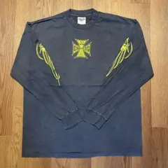 90sフレイムパターン 刺繍 ロングスリーブTシャツ ブラック - メルカリ