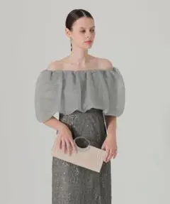 2WAYオフショルダーパフスリーブIラインドレス　leja S お呼ばれ