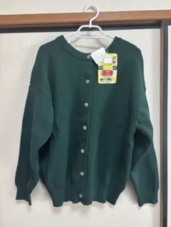 ダークグリーン ニットカーディガン 長袖