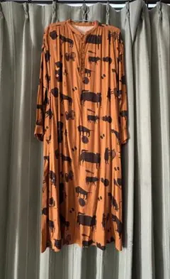 動物柄オレンジシャツワンピース　SUPER HAKKA ほぼ新品