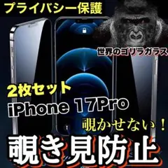 プライバシー保護【iPhone 17Pro】覗き見防止ゴリラフィルム　２枚セット