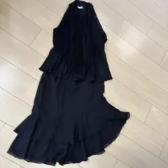 シフォンセットアップ パーティードレス ブラック 7AR クリーニング済