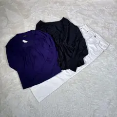 f019【コーデ】きれいめトップス2点＋パンツ 通勤 LAUTREAMONT他M