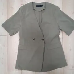 JOURNAL STANDARD 半袖ノーカラージャケット カーキのサムネイル