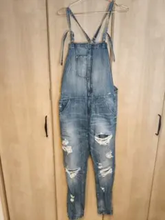 ZARAデニムオーバーオール ダメージ加工　サロペット