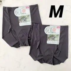レディースショーツ　Wサポートショーツ　M 2枚　シームレス系　グレー　無地