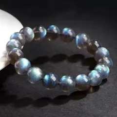 透光性抜群！ ブラックラブラドライトブレスレット 8-9mm 1巻 天然石