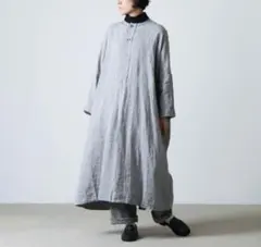 美品 ヴェリテクール コットン ストライプ ロングシャツワンピース
