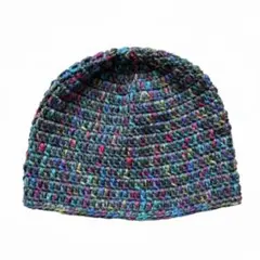 クロシェハット ビーニー クラッシャーハット ハンドメイド　グラデーション