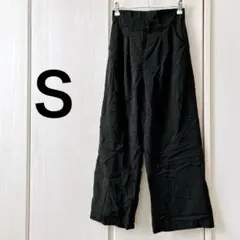 【Ｓ】黒 ワイドパンツ 軽量　素材　春　夏