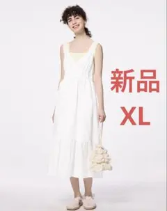 GU テクスチャーキャミソールワンピース　ロングワンピース　オフ ホワイト　XL