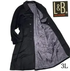 カシミヤ100%×大きいサイズ【L&B】マキシ丈比翼チェスターコート 黒 3L