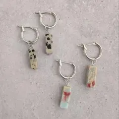 130　天然石チューブ×フープピアス/イヤリング　*シルバーver*