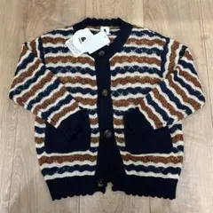 新品未使用タグ付　&mignon ニットカーディガン　90 ネイビー　ブラウン