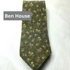 BenHouse⭐オリーブグリーン/小花柄 ネクタイ/お値下げ可/即日発送