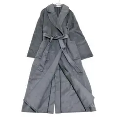 プラステ　ウールテンセルリバーコート　グレージュ　マキシ丈　ベルト　ダブル