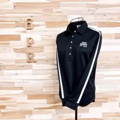 未使用【ジャックバニー】ゴルフ 長袖ポロシャツ ストレッチ モノトーン 黒×白