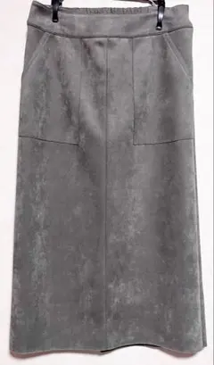 grove スエード調　ロングスカート　杢グレー