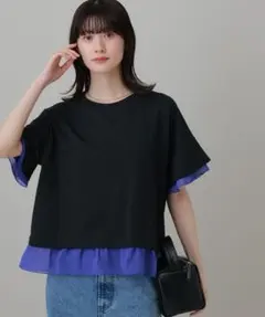 LAKOLE　接触冷感シアー切替Ｔ　 ブラックのサムネイル