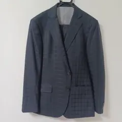 BIGLIDUE ネイビー チェック柄 ビジネススーツ上下のサムネイル