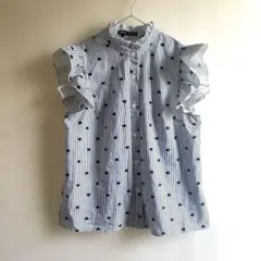 SHEIN ストライプフリル袖シャツ