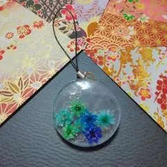 美濃和紙と花のストラップ