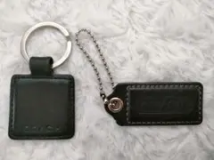 COACH ブラックレザー キーホルダー セット