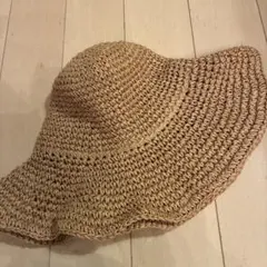 ベージュ ストローハット フリーサイズ