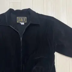 古着 J&J コーデュロイ ジップアップジャケット ブラック ワークジャケット