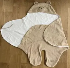 【美品】ジェラートピケ くま耳おくるみ ベビー ブランケット 秋冬 出産祝い