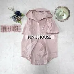 PINK HOUSE フード付き　ギンガムチェックシャツ　ベージュ　ビンテージ