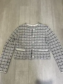 ツイードジャケット ノーカラージャケット