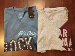 【ARMANI EXCHANGE】VネックTシャツM　2枚セット（新品+中古）