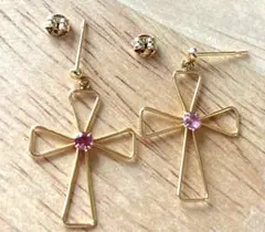 ピアス セット ゴールドハート 三角 ストーン K18刻印キャッチあり 金 