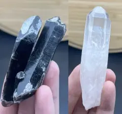 お得セット★天然ナチュラル水晶＆天然モリオン(ケアンゴーム) ポイント　無処理