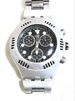 Swatch 견본 크로노 그래프 남성용 시계 실버 블랙 다이얼