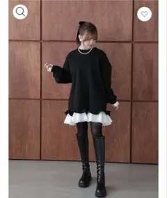 裾フリル裏起毛オーバーワンピース