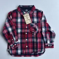 オーガニックコットン MUJI フランネルシャツ 赤・黒チェック 100