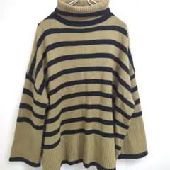 ボーダー タートルネック セーター ニット スリット M