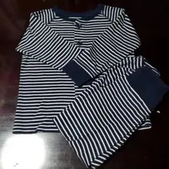 無印　ストライプ柄長袖・長ズボンパジャマ　上下2点セット売り　 110~125