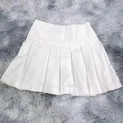 ZARA【M】プリーツミニスカート　ホワイト　レディース　ミニスカ　薄手