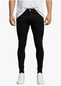 スキニーデニムパンツ ブラック 3XL ストレッチ メンズ 美脚 細身