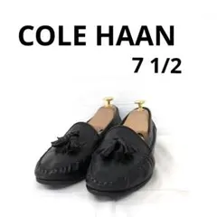 219○ COLE HAAN ブラックレザー タッセル付きモカシン