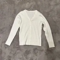 GU ジーユー リブニット カーディガン ホワイト クロップド丈 トップス 美品